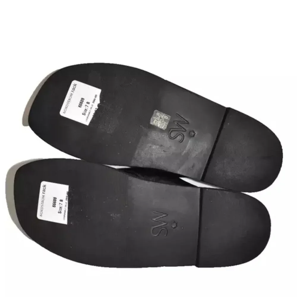 $280 Stuart Weitzman Cassie RICH Leather Thong Sandals SLIDE black 7 (DC2)
